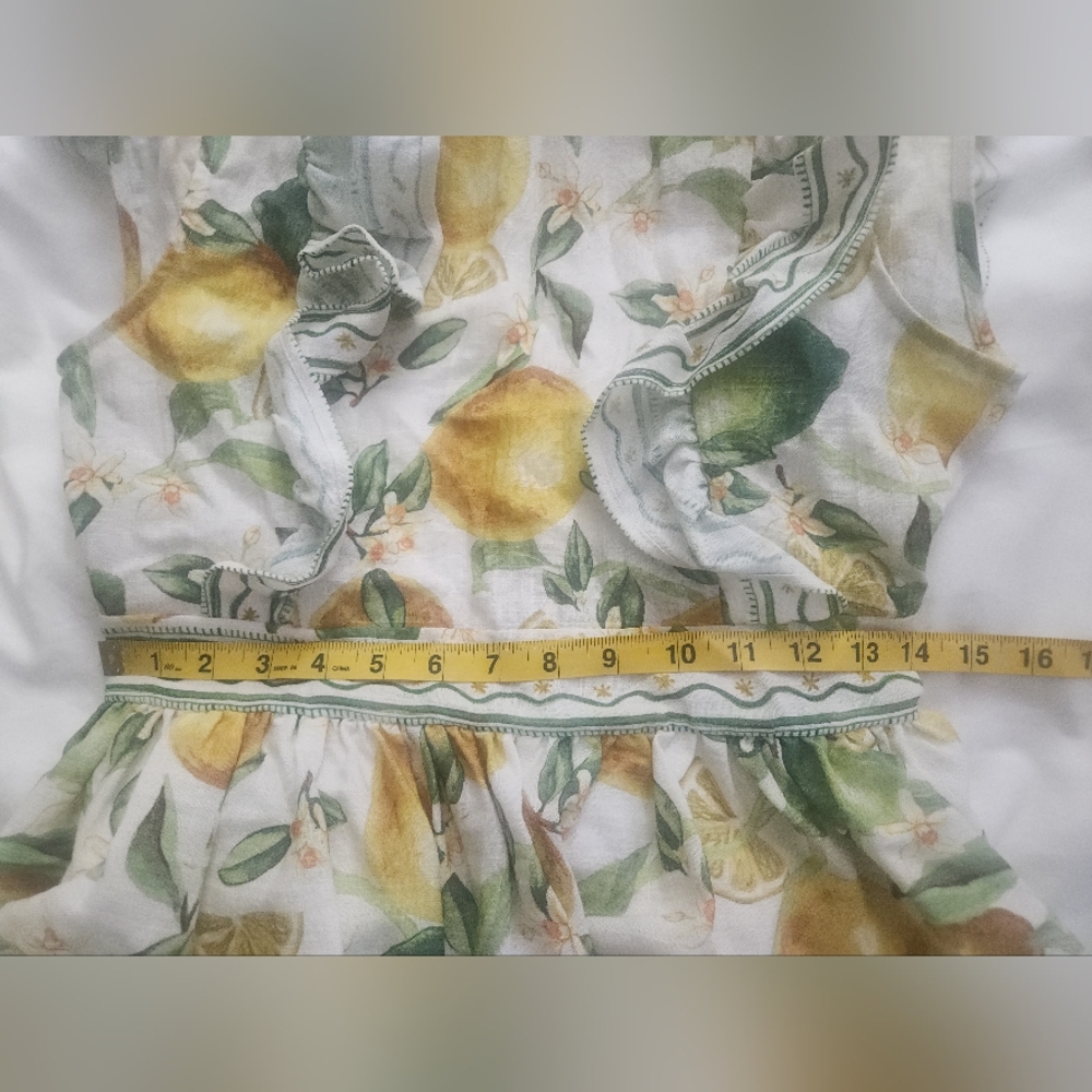 H&M Ruffle-trimmed Maxi Dress Floral White/lemons Sz S Nwt - Picture 6 of 15